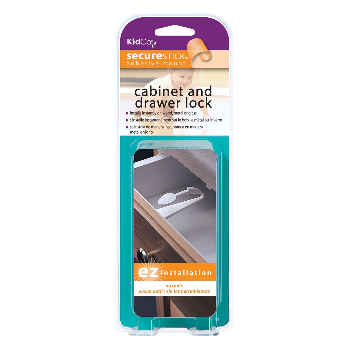 Adhesive Mount Cabinet and Drawer Lock 1 pack