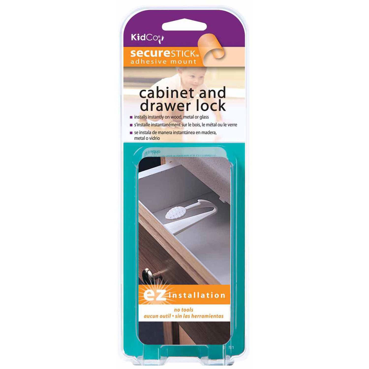 Adhesive Mount Cabinet and Drawer Lock 3 pack
