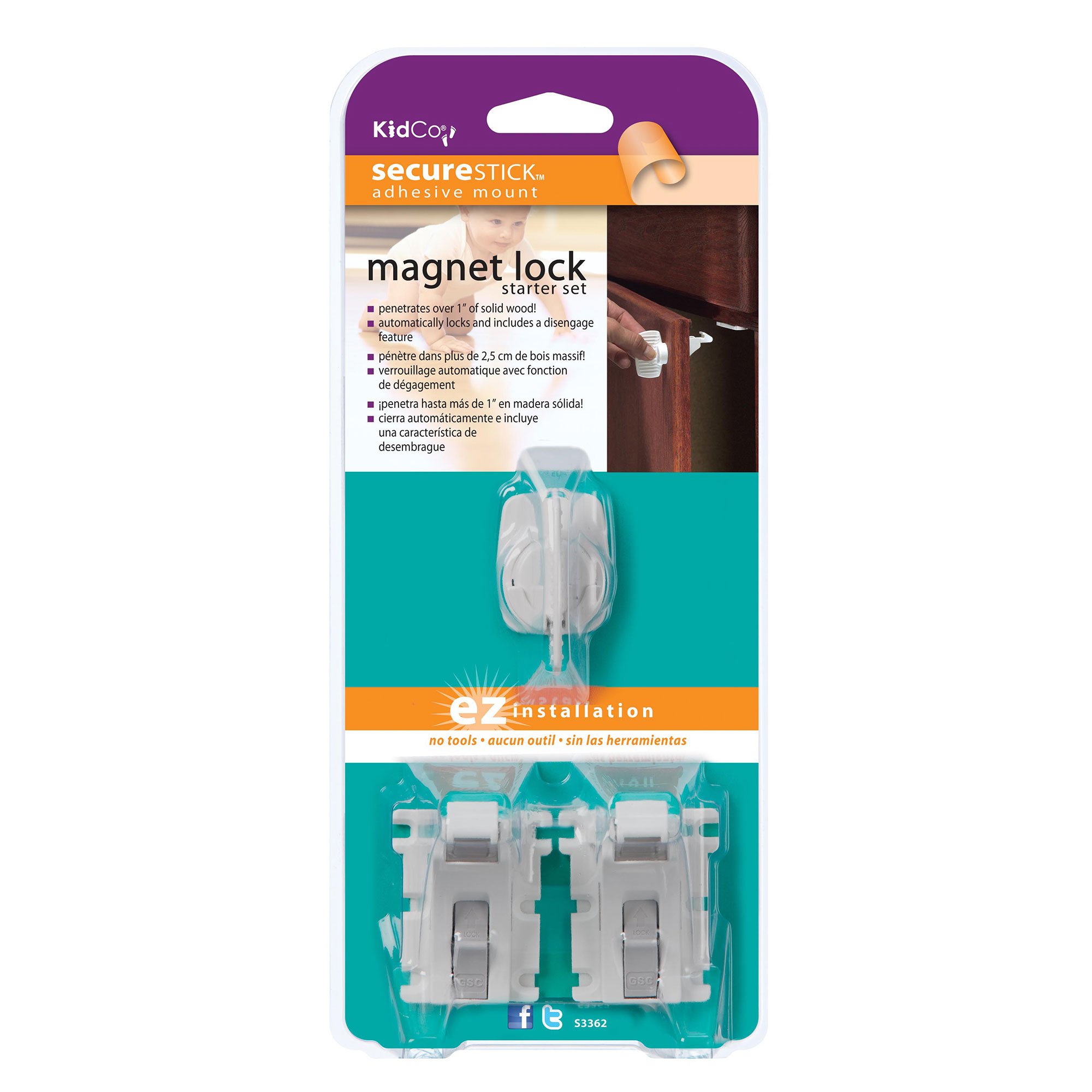Magnet Lock and Key Adhesive Mount 2 Locks and Key
