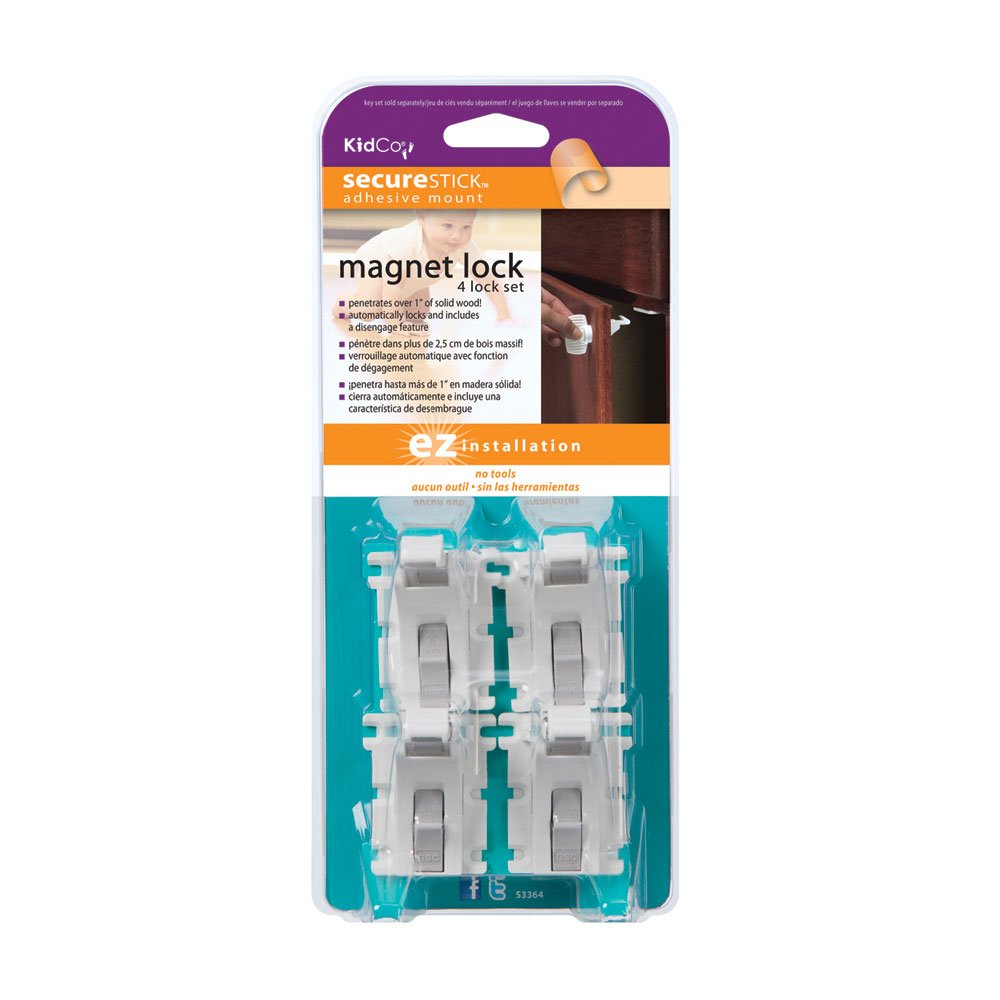 Magnet Lock and Key Adhesive Mount 4 Locks and Key