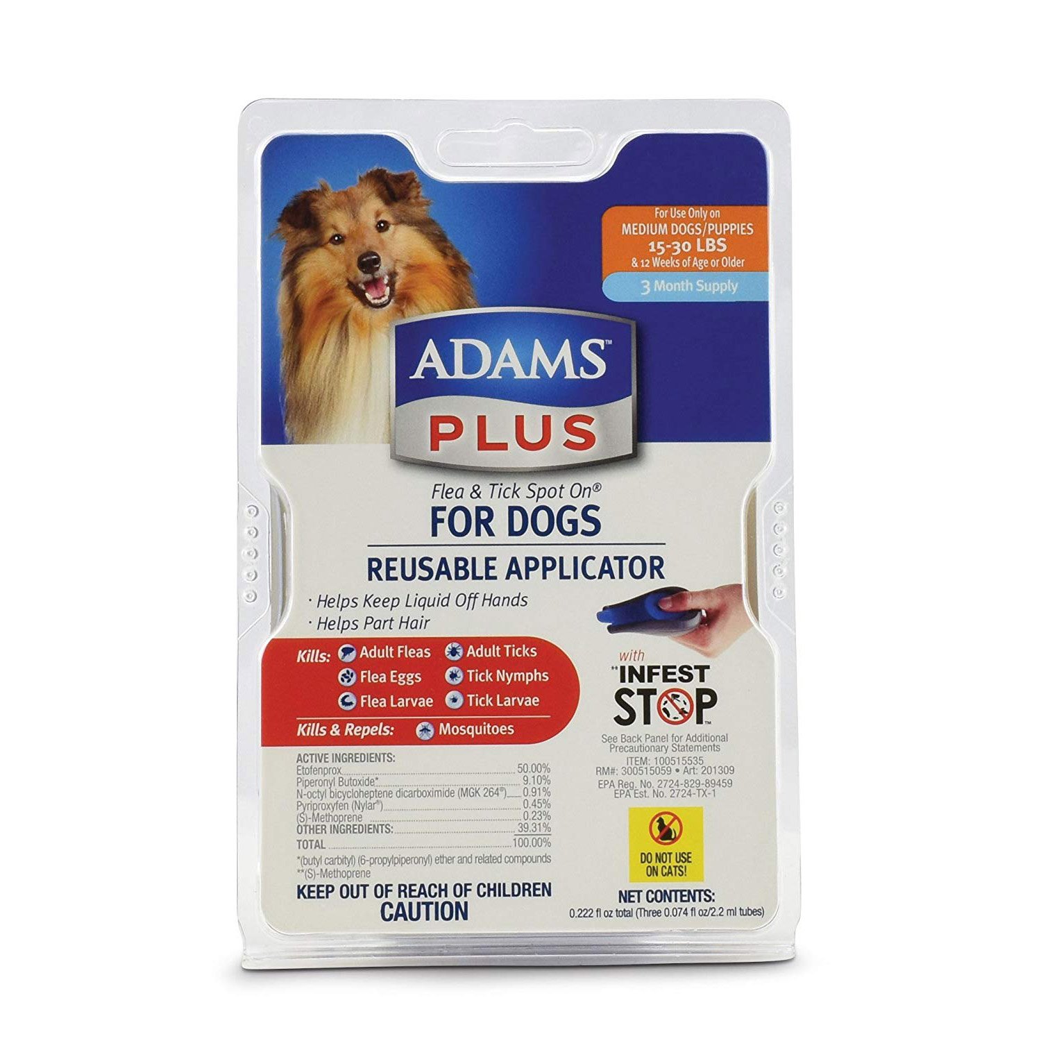 Flea and Tick Spot on Dog Medium 3 Month Supply