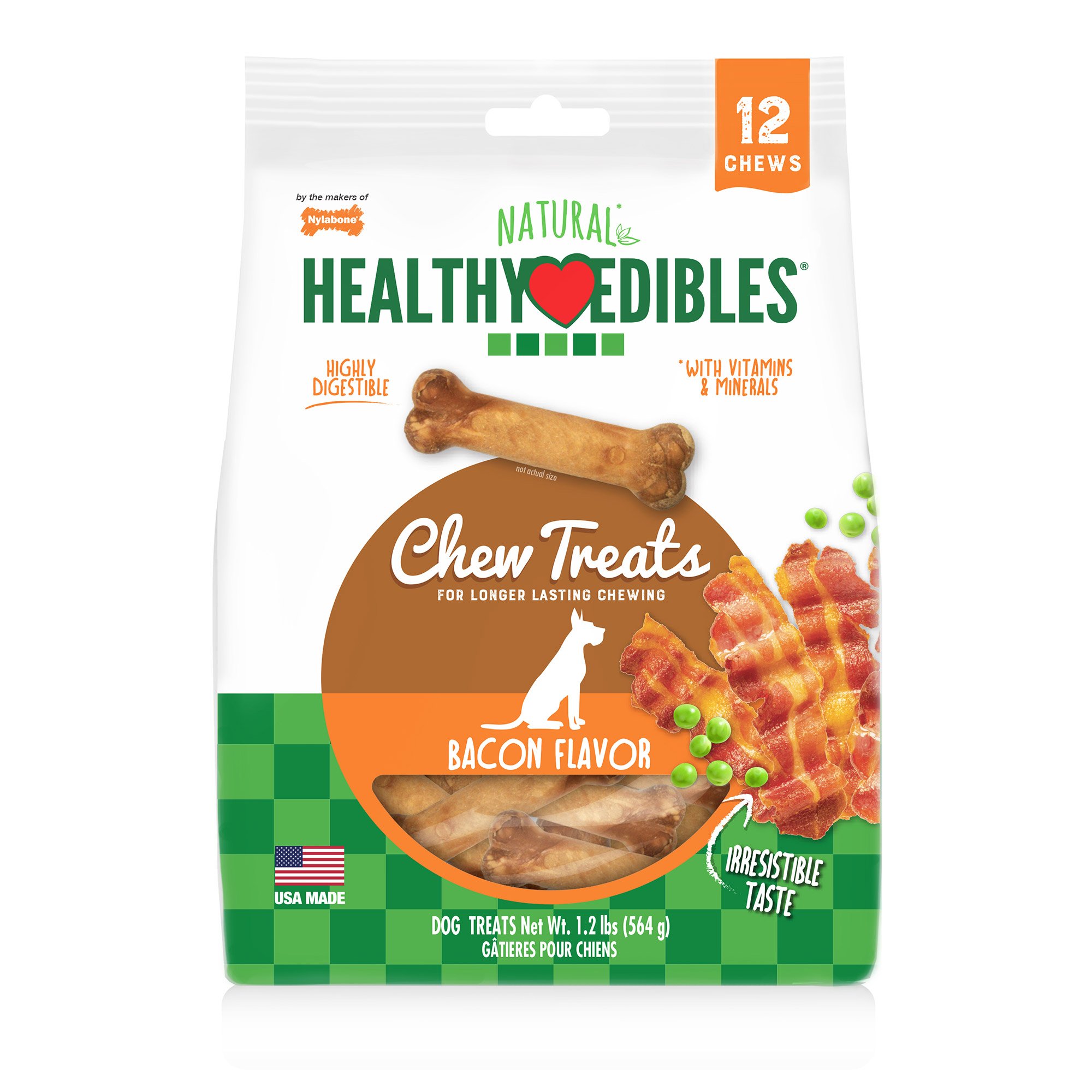 Healthy Edibles Longer Lasting Bacon Treats Regular 12 count