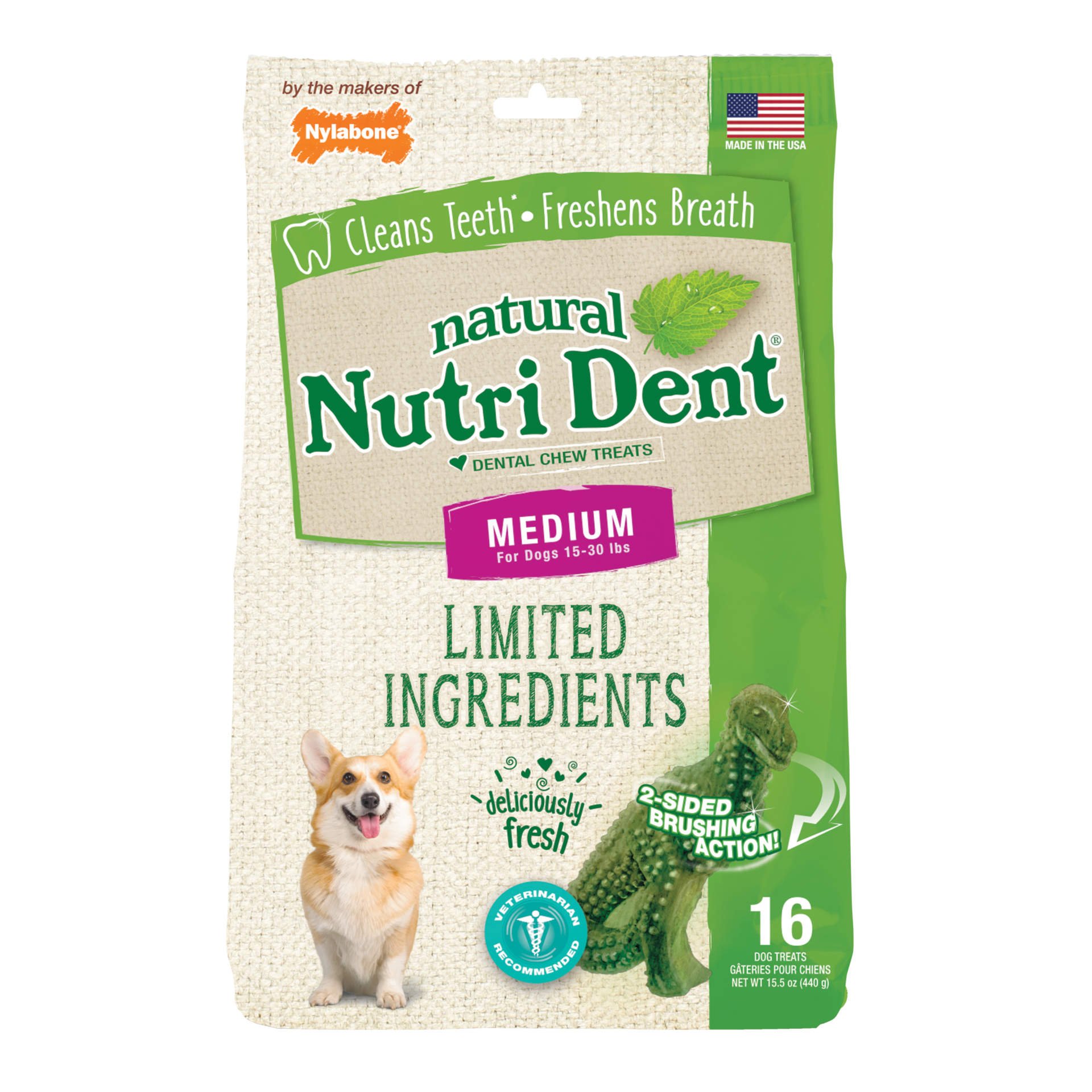 Nutri Dent Limited Ingredient Dental Chews Fresh Breath T-Rex Medium 16 count