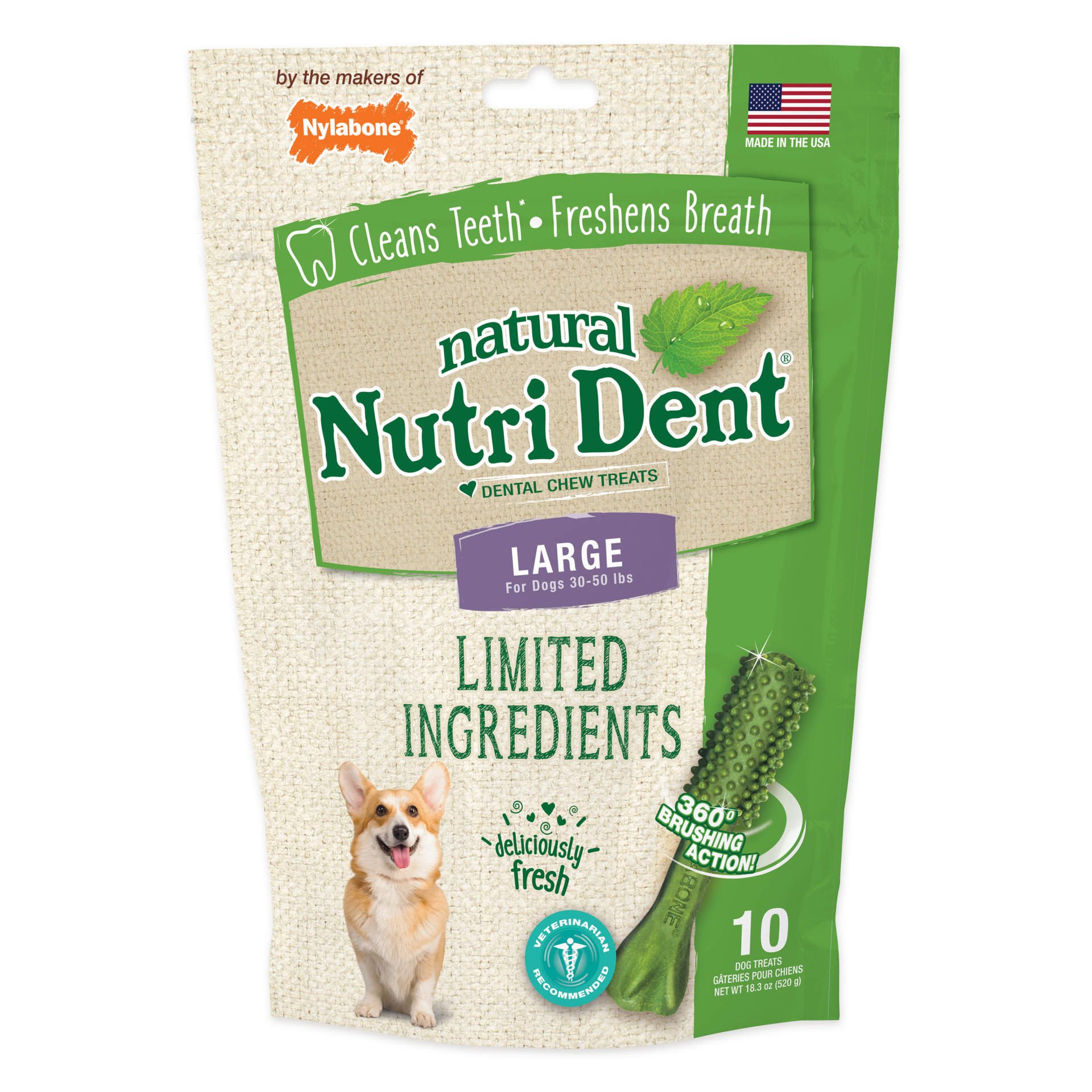 Nutri Dent Limited Ingredient Dental Chews Fresh Breath Large 10 count