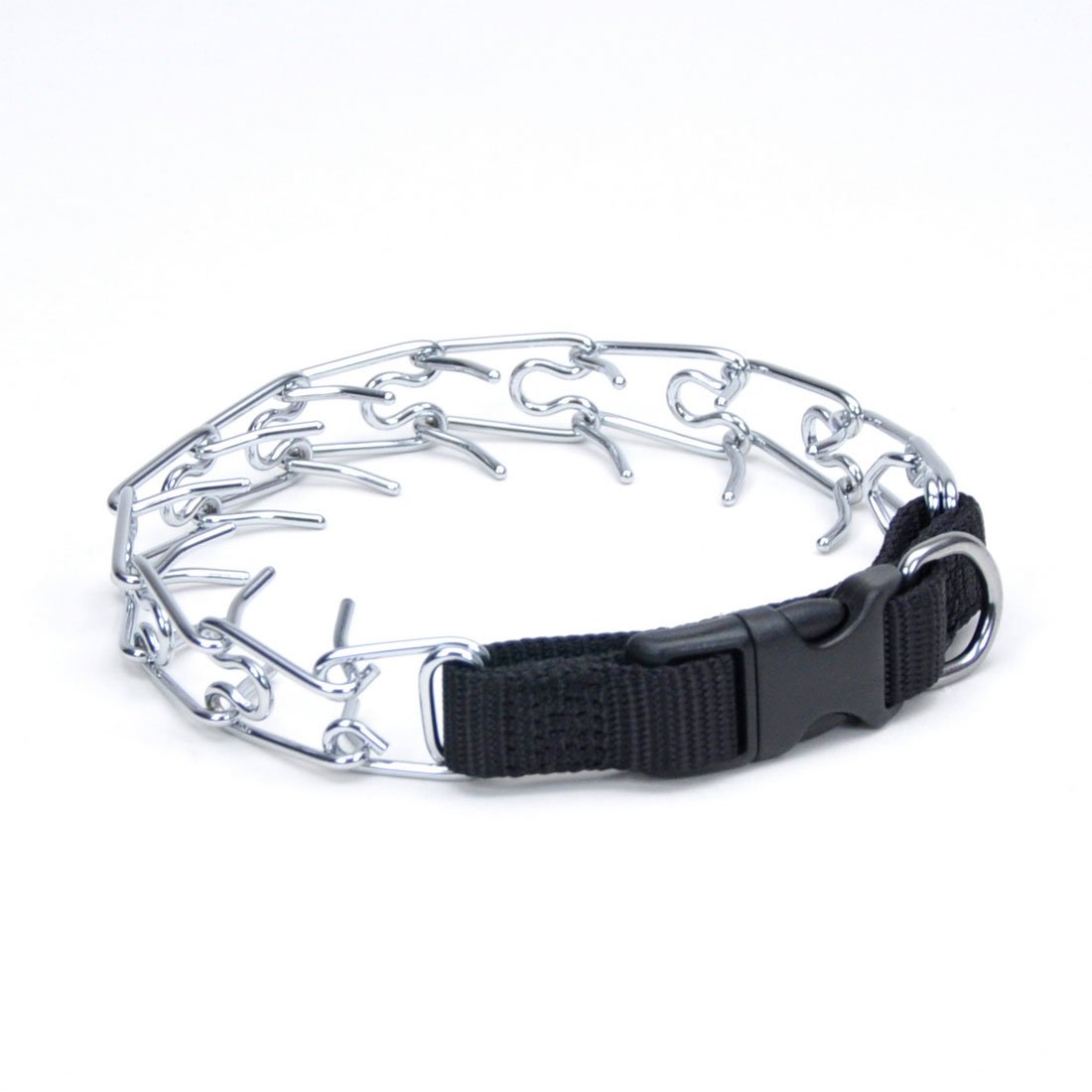 Titan Easy-On Dog Prong Training Collar with Buckle (Color: Silver, size: small)