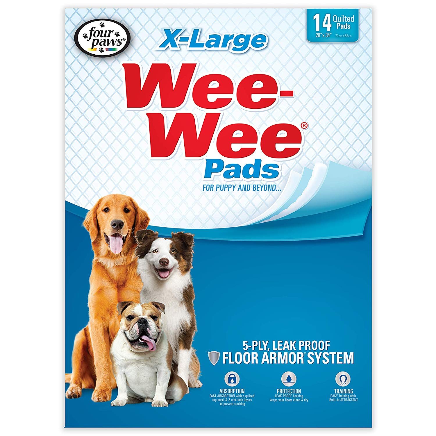 Wee-Wee Pads 14 pack (Color: White, size: Extra Large)