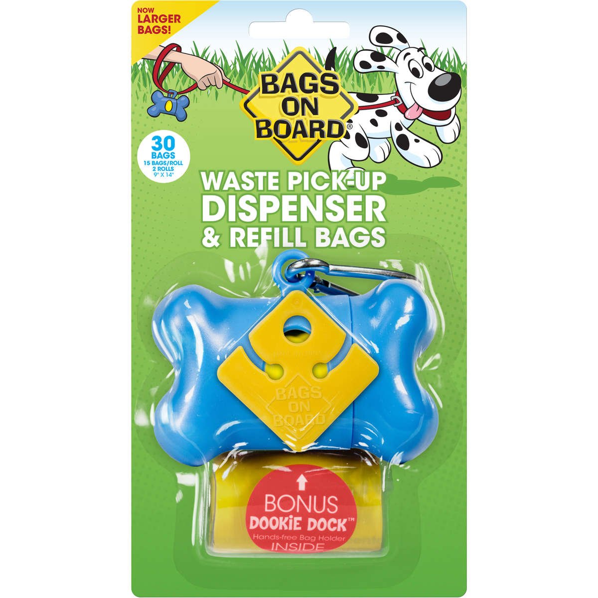 Waste Pick-Up Dispenser and Refill Bags with Dookie Dock 30 bags (Color: Blue)