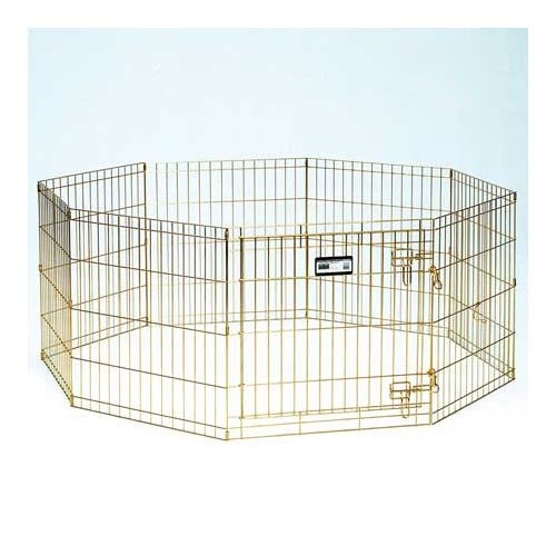 Gold Zinc Pet Exercise Pen 8 panels (Color: Gold)