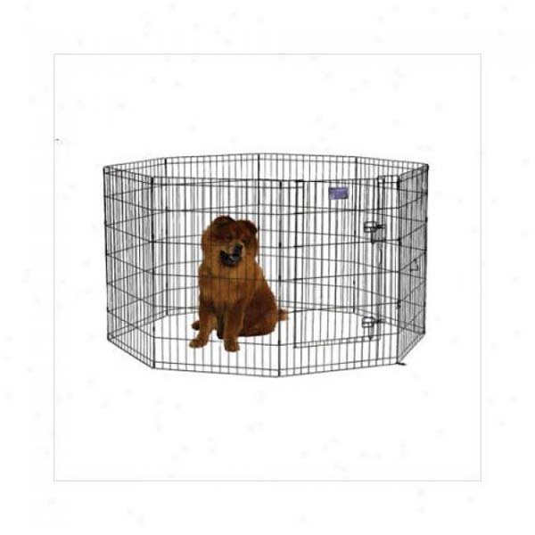 Black E-Coat Pet Exercise Pen with Walk-Thru Door 8 Panels (Color: Black)