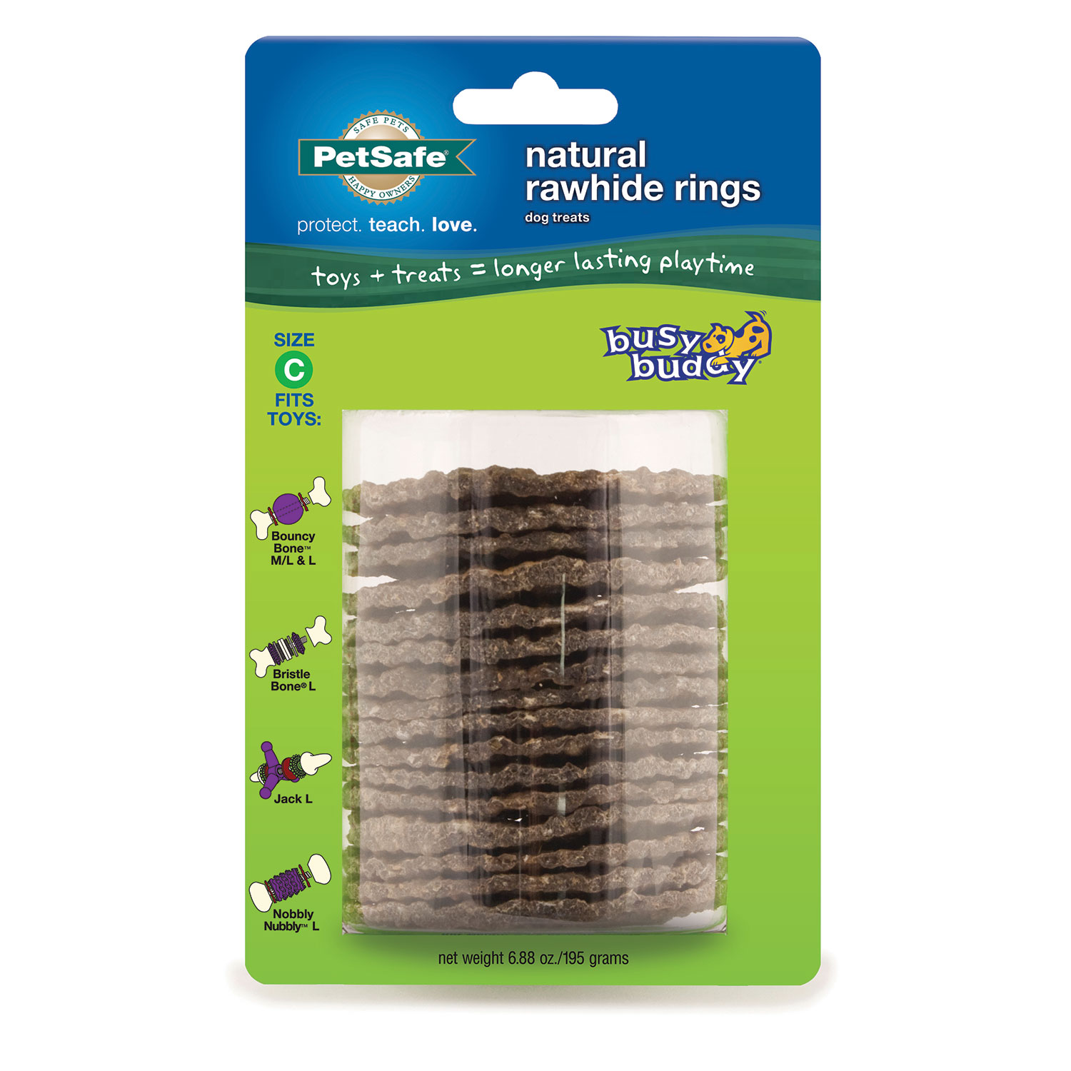 Busy Buddy Rawhide Refill Rings (Color: Brown, size: large)