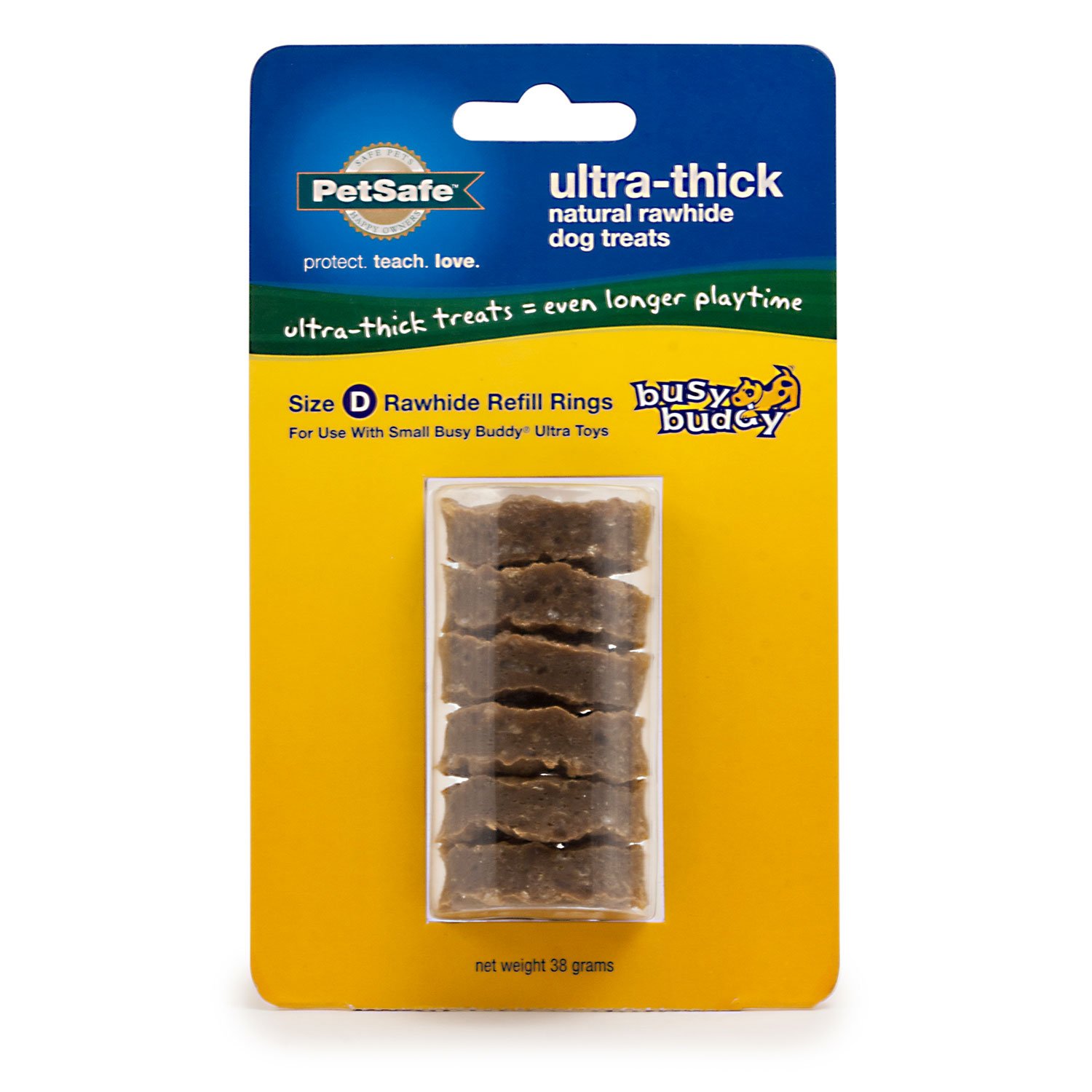 Busy Buddy Ultra-Thick Natural Rawhide Rings Refill (Color: Brown, size: small)