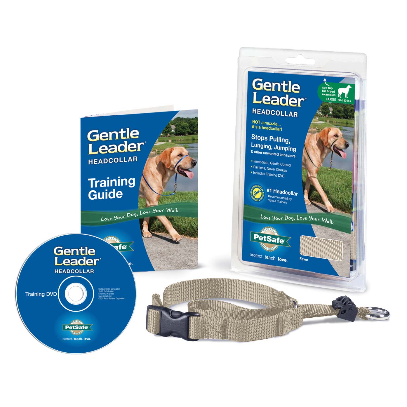 Gentle Leader Headcollar Quick Release (Color: Fawn, size: large)