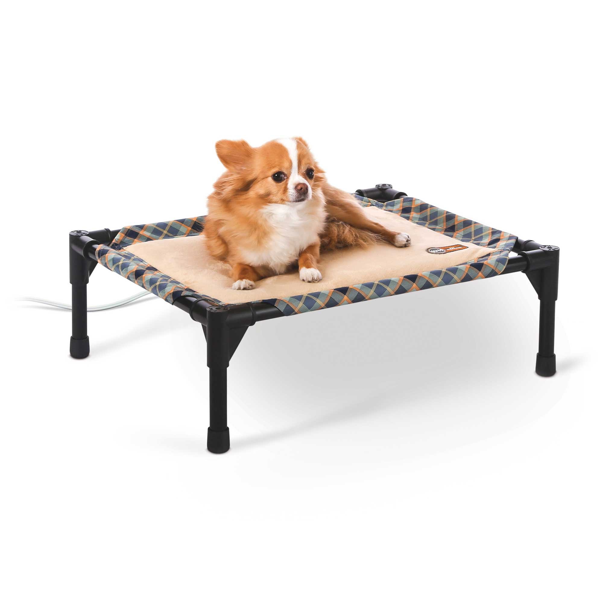 Thermo-Pet Cot (Color: Tan / Plaid, size: small)