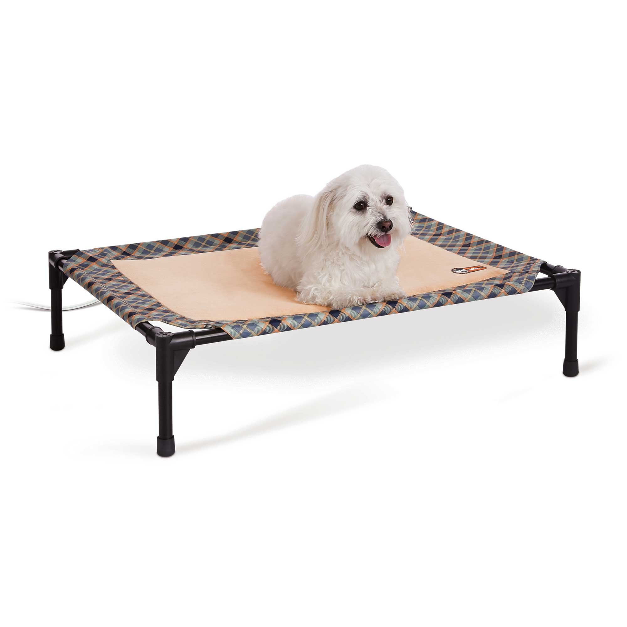 Thermo-Pet Cot (Color: Tan / Plaid, size: medium)