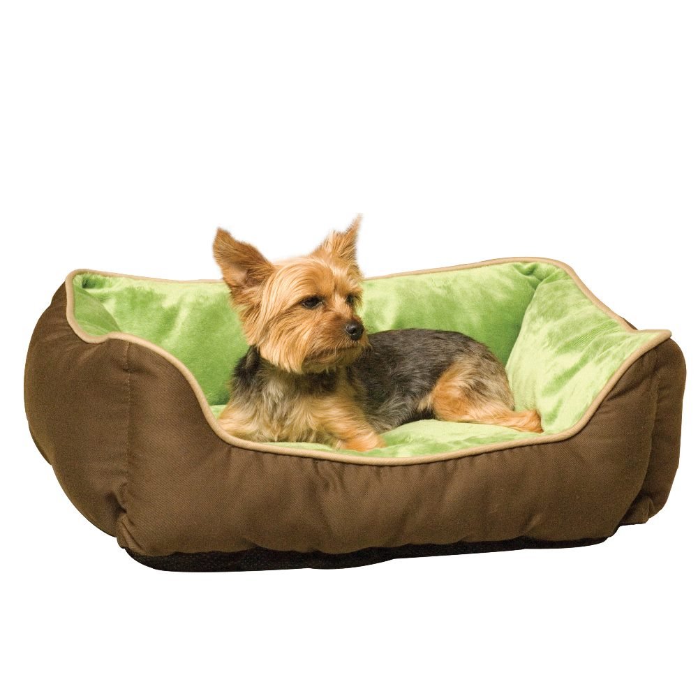 Lounge Sleeper Self-Warming Pet Bed (Color: Mocha / Green)