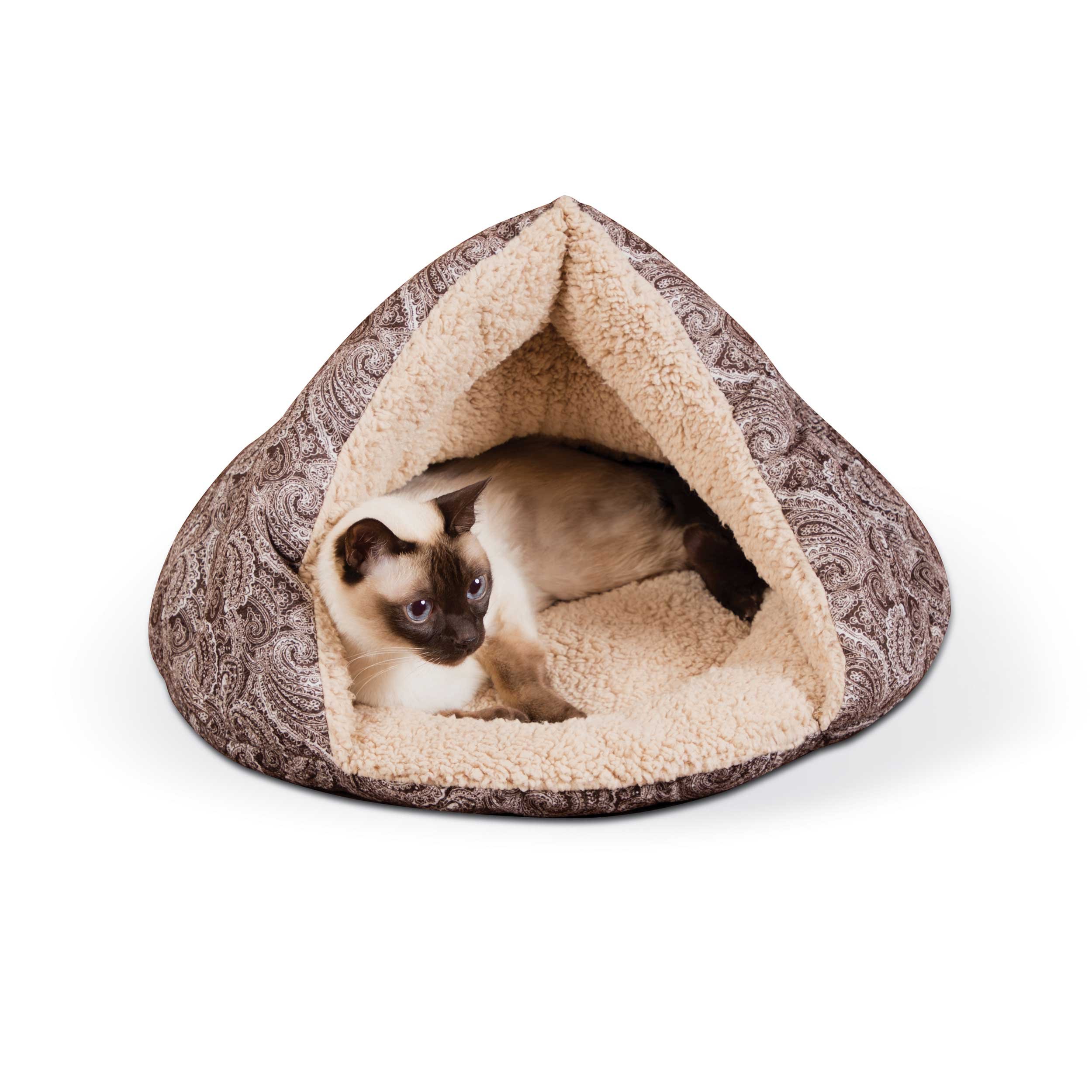 Self-Warming Kitty Hut (Color: Brown)