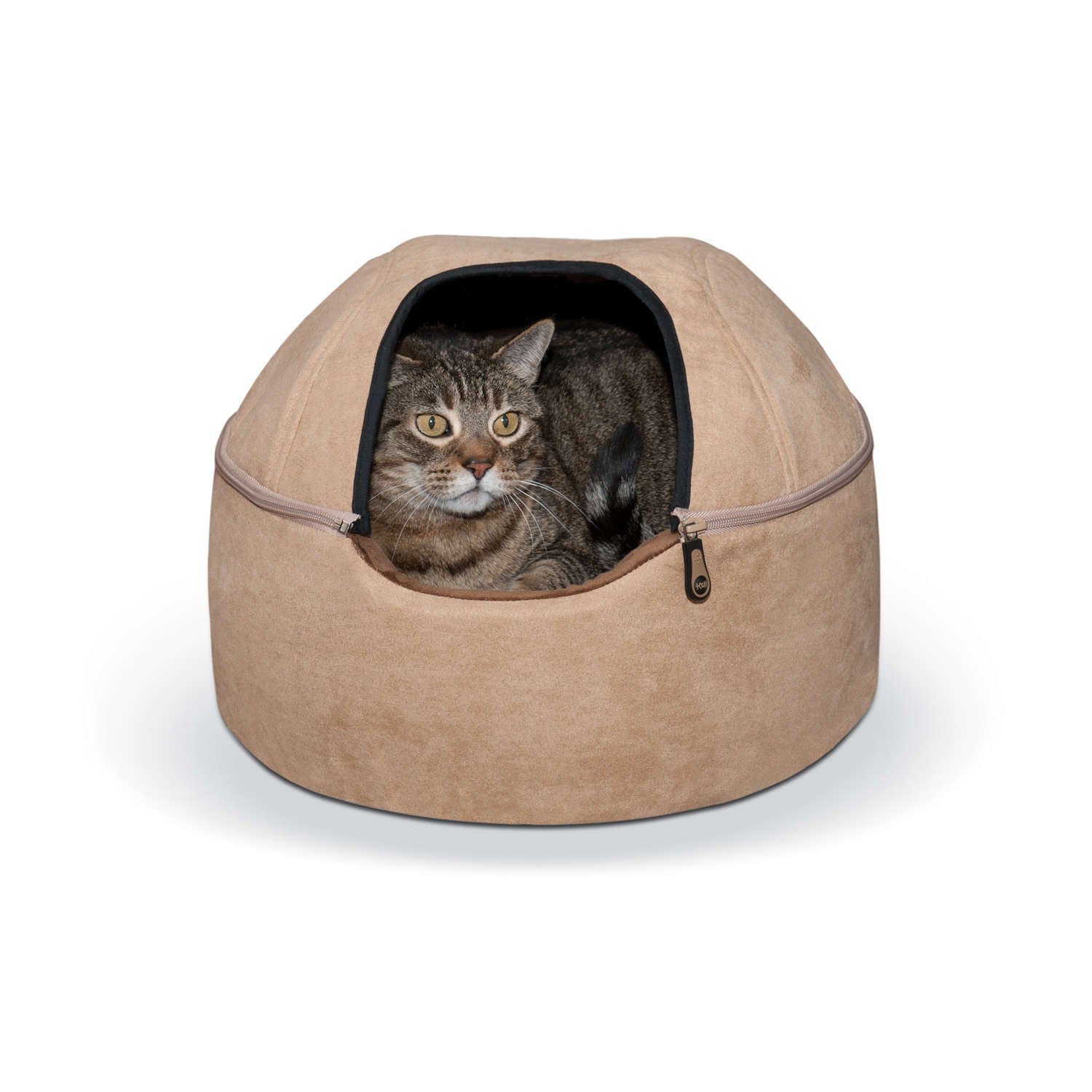 Kitty Dome Bed Unheated (Color: Tan, size: small)