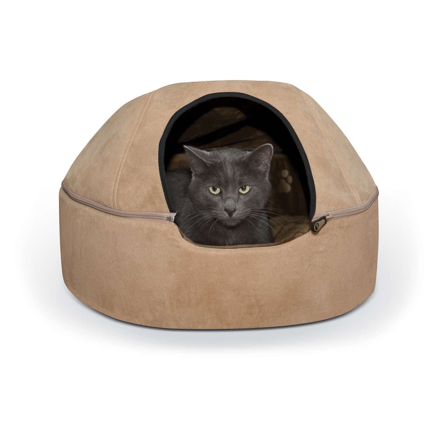 Kitty Dome Bed Unheated (Color: Tan, size: large)