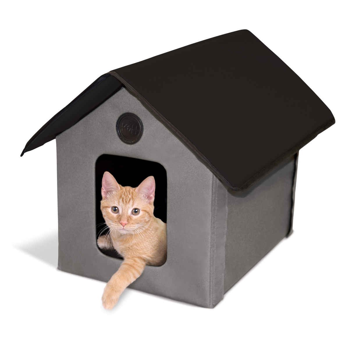 Unheated Outdoor Kitty House (Color: Gray / Black)