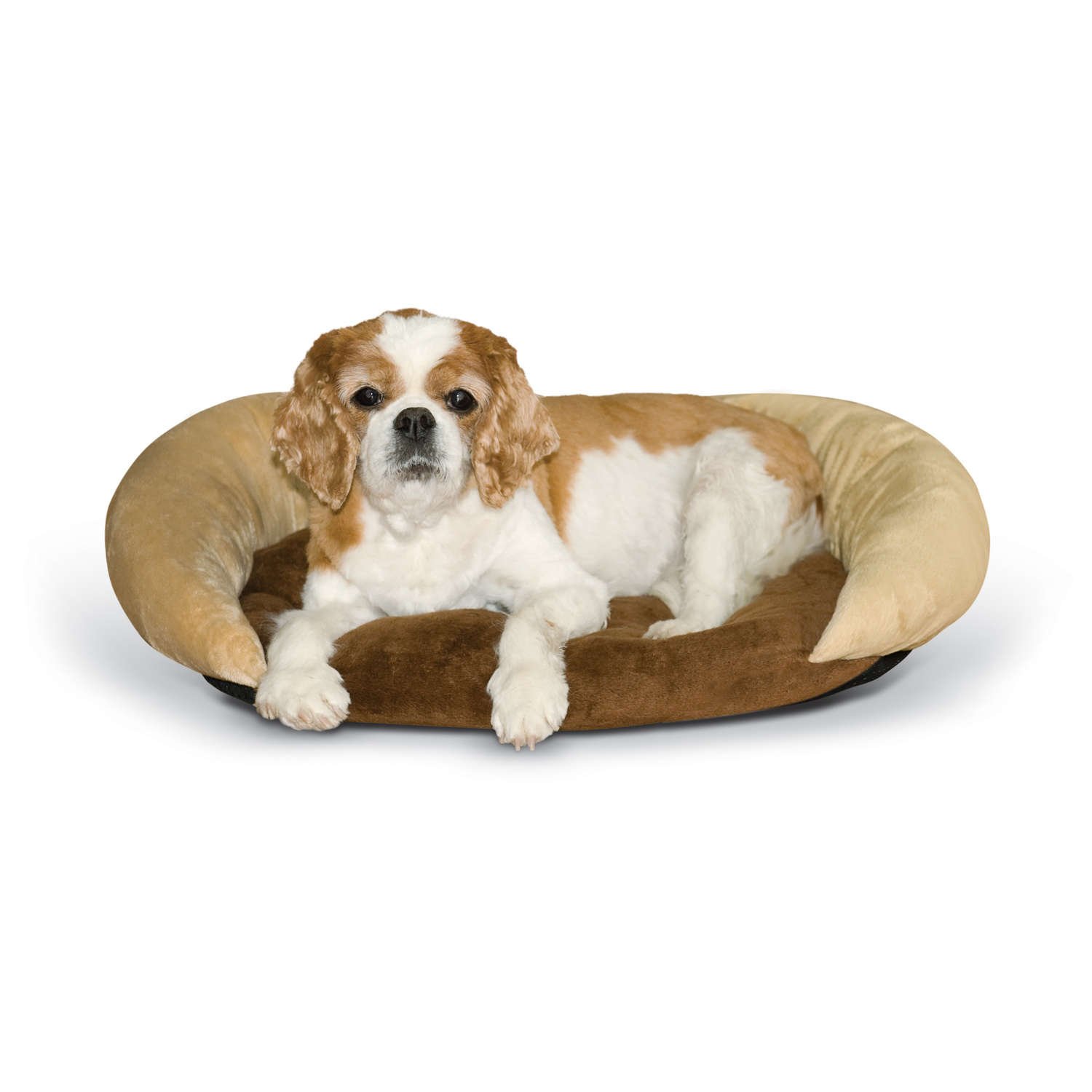 Self-Warming Bolster Bed (Color: Chocolate/Tan)