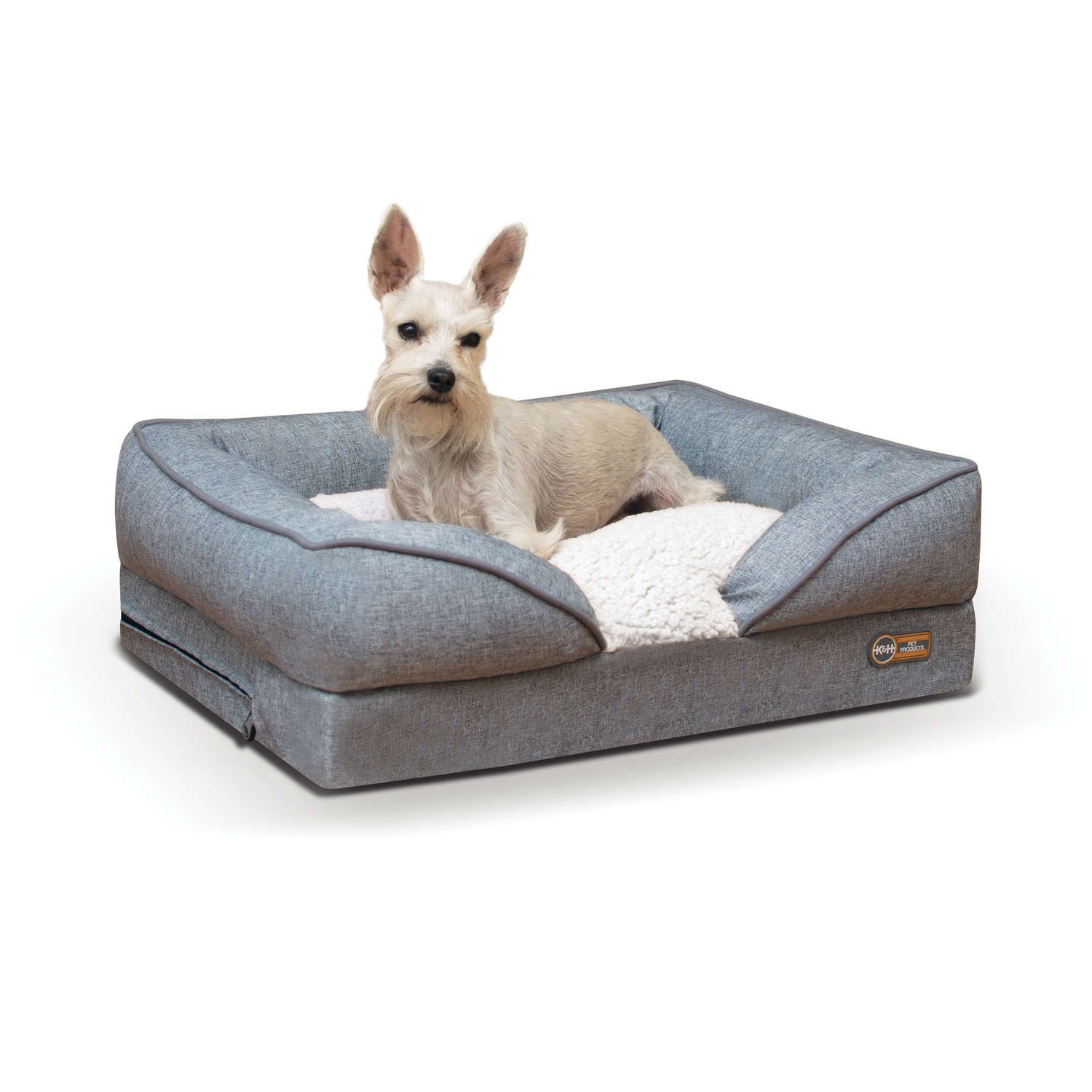 Pillow-Top Orthopedic Pet Lounger (Color: Gray, size: small)