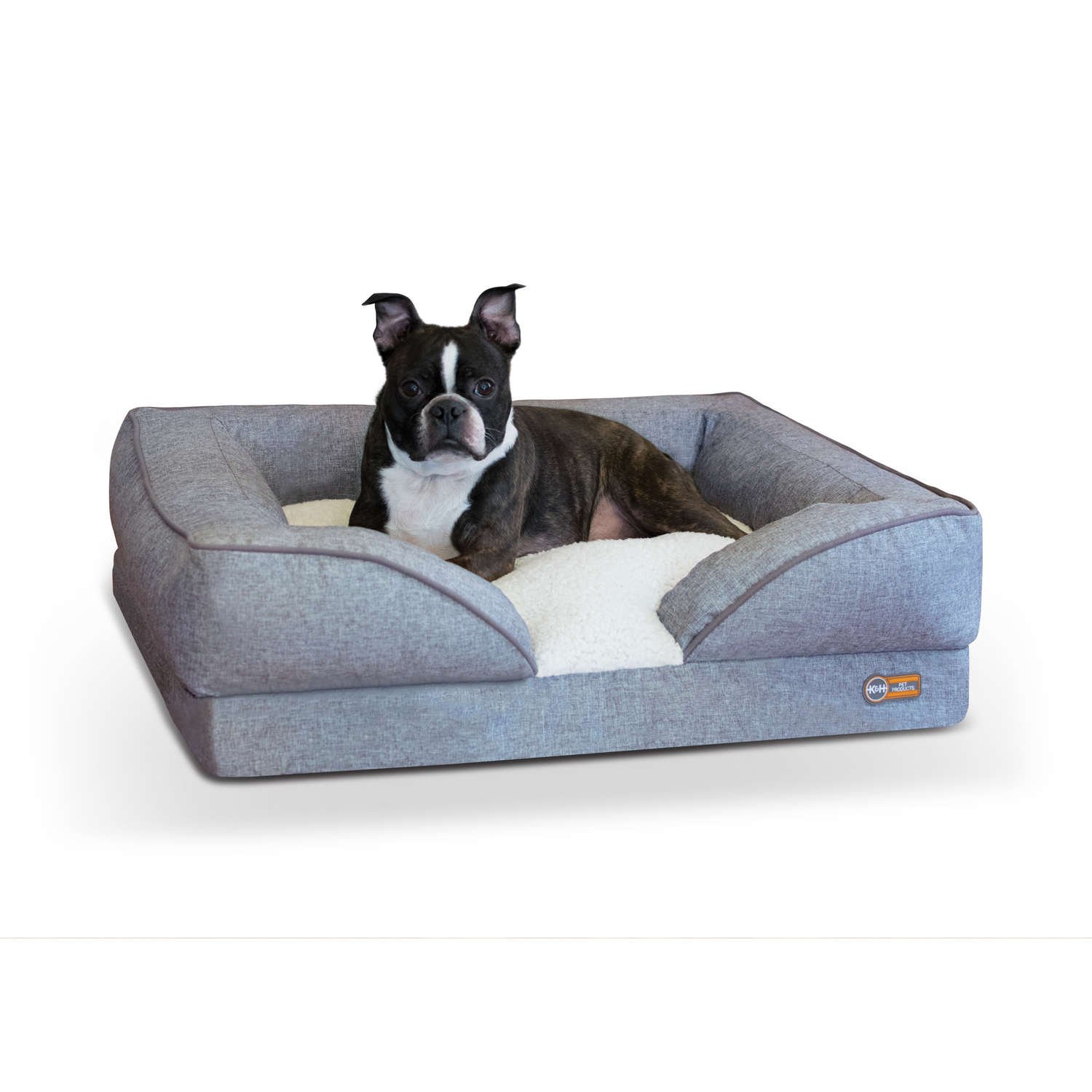 Pillow-Top Orthopedic Pet Lounger (Color: Gray, size: medium)