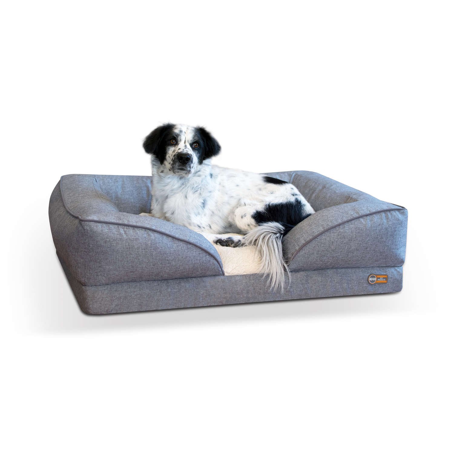 Pillow-Top Orthopedic Pet Lounger (Color: Gray, size: large)