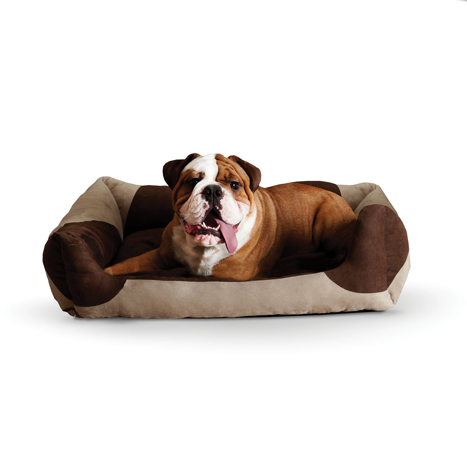 Classy Lounger Pet Bed (Color: Tan / Chocolate, size: large)