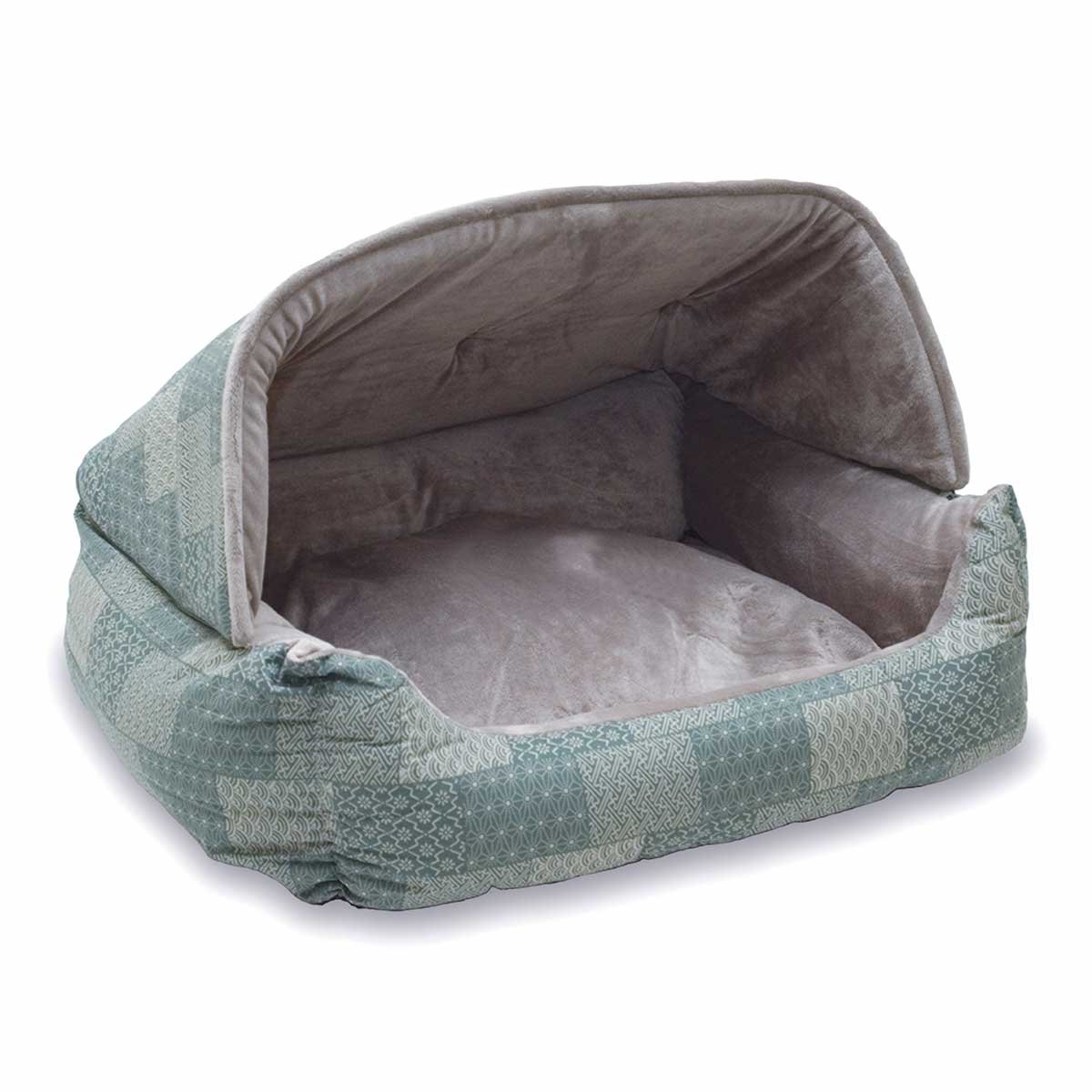 Lounge Sleeper Hooded Pet Bed (Color: Teal)