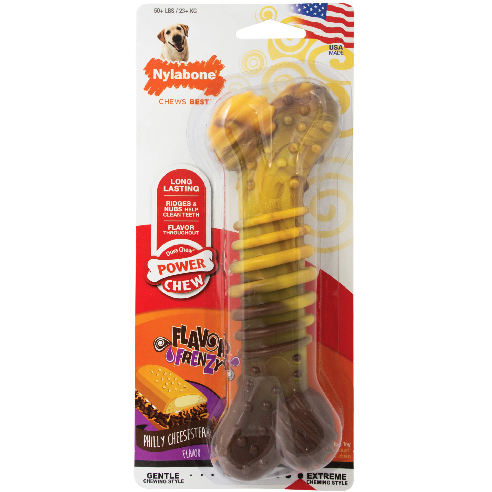 Flavor Frenzy Power Chew Dog Toy Cheesesteak (size: Souper)