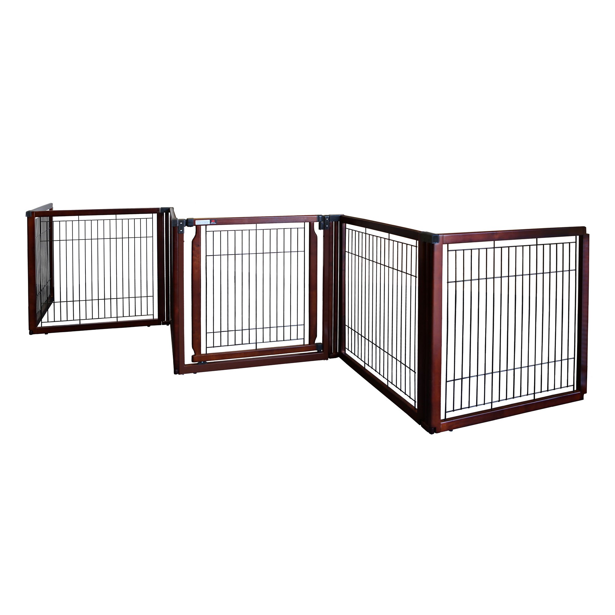 Convertible Elite Freestanding Pet Gate 6-Panel (Color: Cherry Brown)